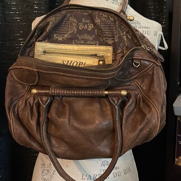 VINTAGE LEATHER JUICY COUTURE SATCHEL/bag/purse/pocketbook brown leather - Picture 12 of 14